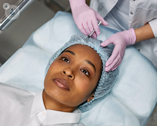 A patient undergoing facial plastic surgery. 