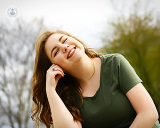 A girl smiling