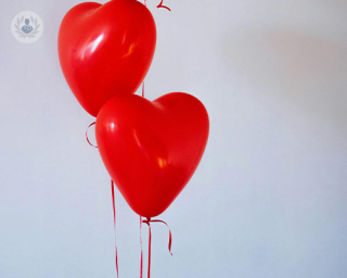 Heart balloons represents heart disease