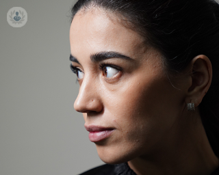 A young woman's side profile