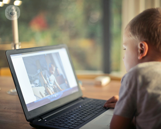 A young boy using a computer