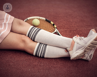 woman's knees after undergoing genicular nerve radiofrequency ablation for knee pain