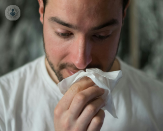 Man who has nasal inflammation and blockage linked to an autoimmune disease.