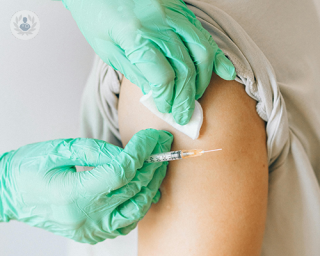 A patient receiving the HPV vaccine