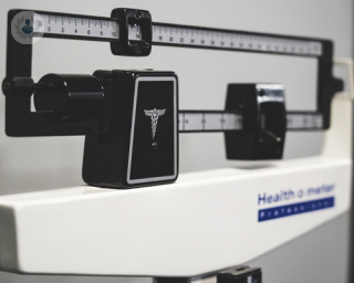 Weighing scales being used after weight loss injections 