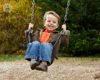 happy child on a swing