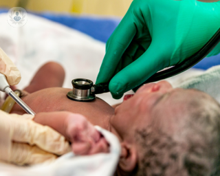 Newborn baby that has congenital heart disease