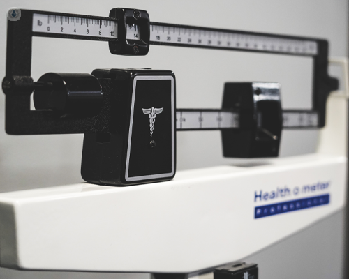 Weighing scales being used after weight loss injections