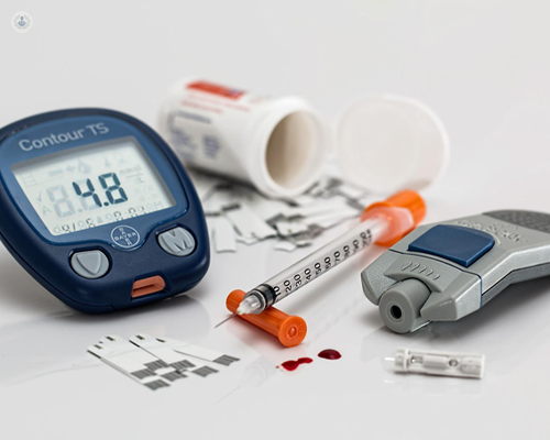 Lots of different treatments and instruments for diabetic patients