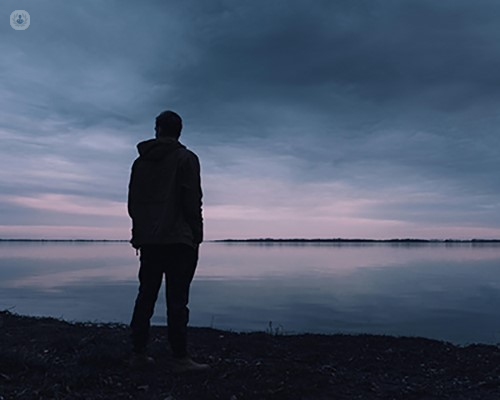 Man considering a PSE test, which can diagnose conditions like prostate cancer.